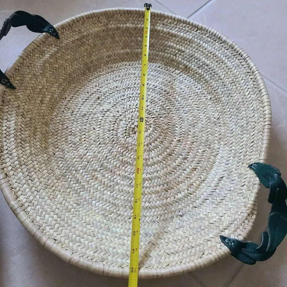 set (2) Sahbi Culture Moroccan Palm Leaf Berber Platters Baskets 22